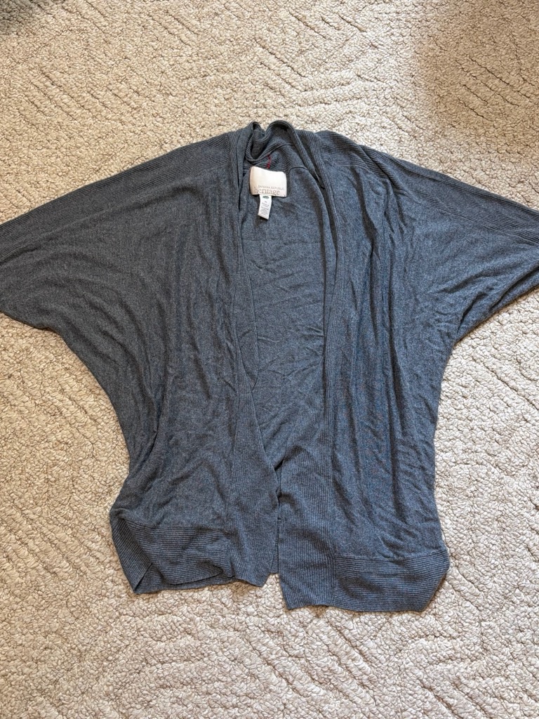 Banana Republic Charcoal Gray Open-Front Lightweight Cardigan